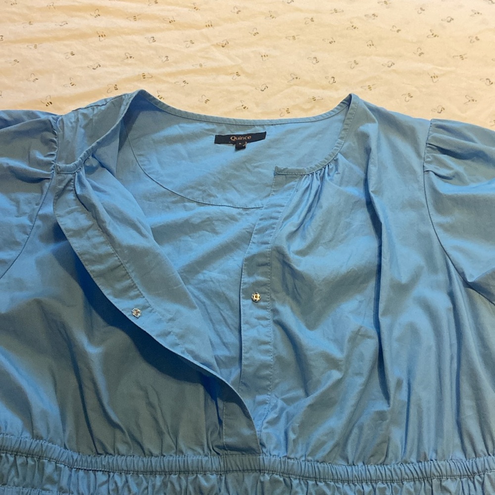 Quince Tiered Short Sleeve Mini Dress Size Large - Picture 6 of 11